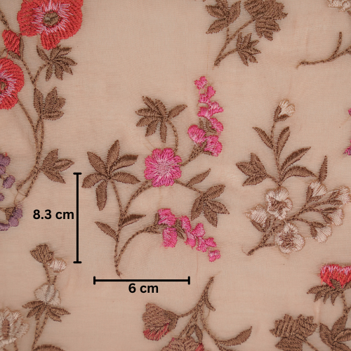 Nasma Jaal on Light Peach Cotton Silk Embroidered Fabric