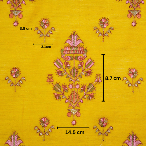 Rafa Mix Buta on Gold Luxe Silk Chanderi Embroidered Fabric
