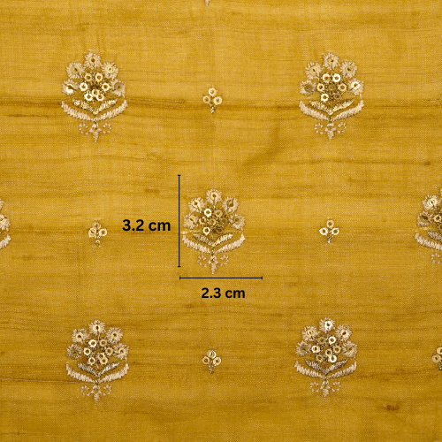 Naaz Buti On Dusky Gold Tussar Silk Embroidered Fabric