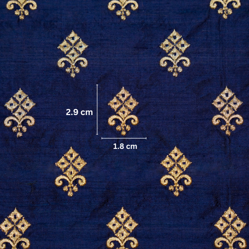 Sana Buti on Navy Blue Raw Silk Embroidered Fabric