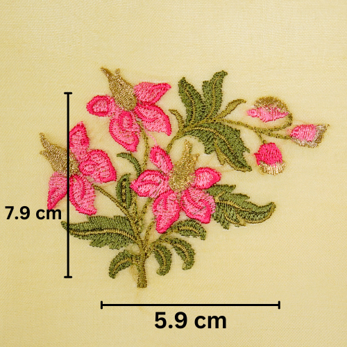 Ayaana Buta on Lemon Imported Silk Organza Embroidered Fabric