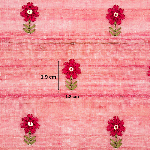 Nurvi Buti On Onion Pink Tussar Silk Embroidered Fabric