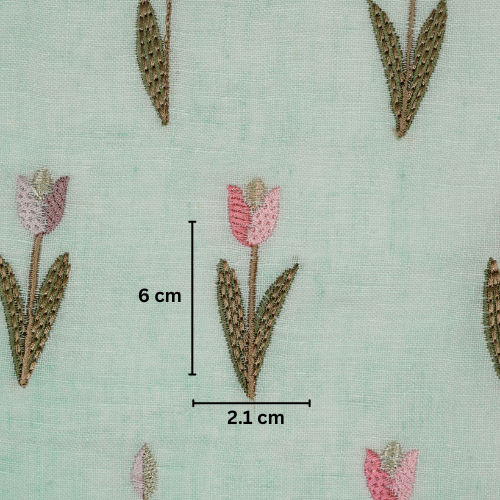 Luma Buti on Sky Blue Gauged Linen Embroidered Fabric