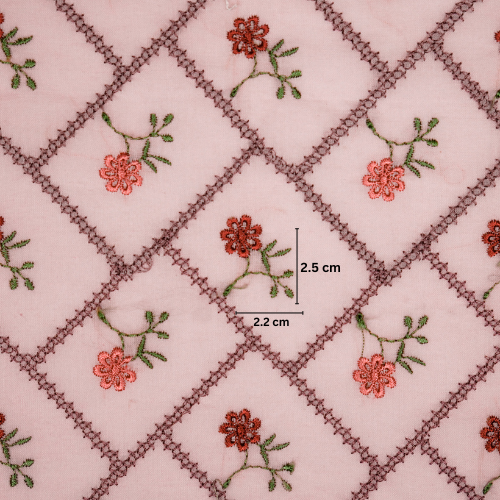 Tarika Jaal on Lilac Malmal Embroidered Fabric