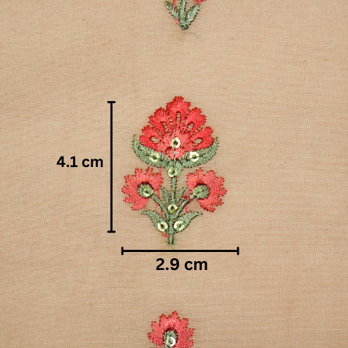 Gulika Buta Buti Mixture on Sand Silk Chanderi Embroidered Fabric