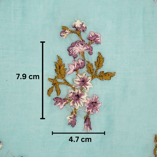 Ayda Buta Buti Mixture on Light Turquoise Cotton Silk Embroidered Fabric