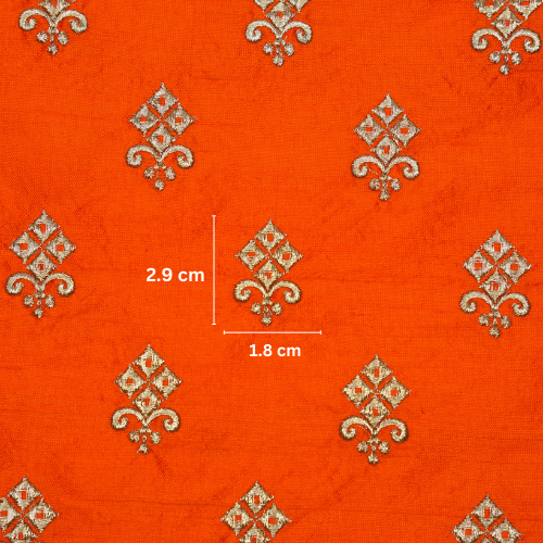 Sana Buti on Red Rust Raw Silk Embroidered Fabric
