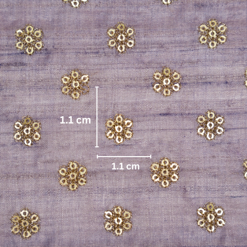 Rati Buti on Mauve Tussar Silk Embroidered Fabric