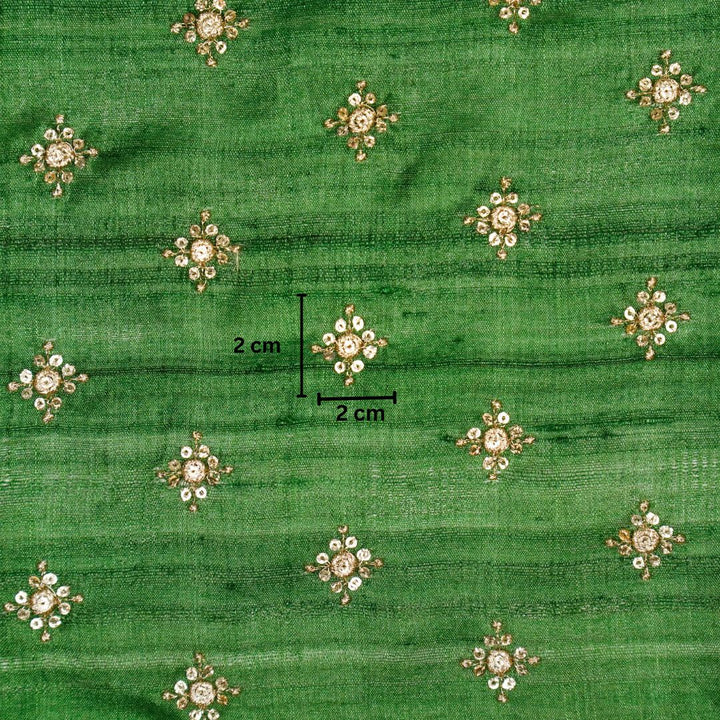 Mizaazi Buti on Leaf Green Tussar Silk