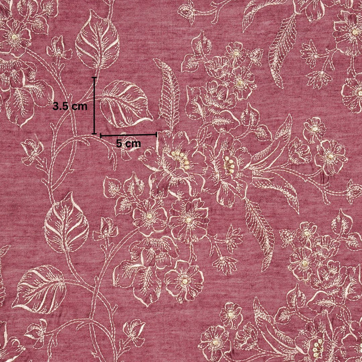 Shadia Jaal on Aubergine Munga Silk Embroidered Fabric