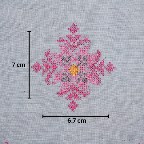 Nilaya Buta Buti Mixture on Light/Mauve Cotton Linen Embroidered Fabric