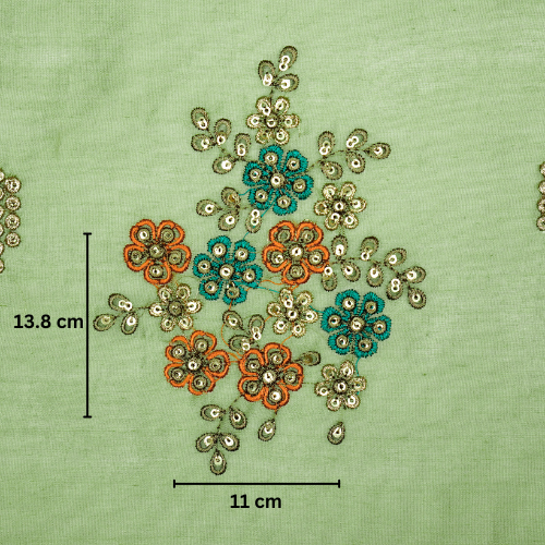 Abeer Bunch Buta on Pista Green Silk Chanderi Embroidered Fabric