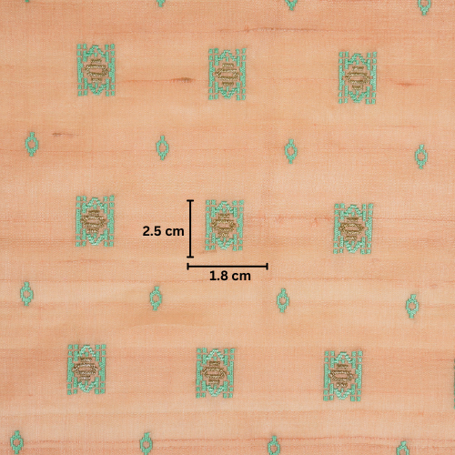 Nishan Buti On Peach Tussar Silk Embroidered Fabric