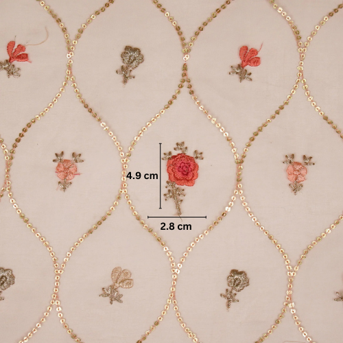 Rosha Jaal On Peach Semi Organza