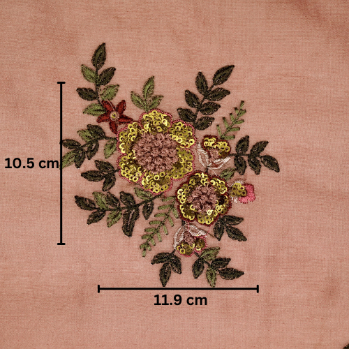 Pushti Buta on Onion Pink Luxe Silk Chanderi Embroidered Fabric