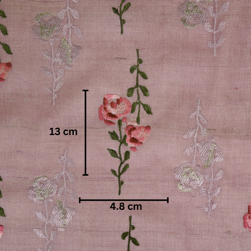 Noura Buta On Lilac Tussar Silk Embroidered Fabric