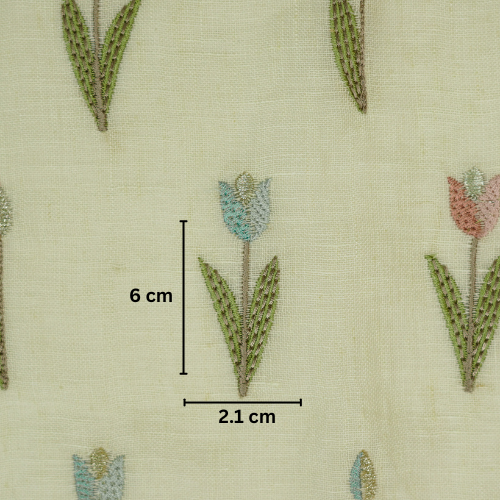 Luma Buti on Cream Gauged Linen Embroidered Fabric