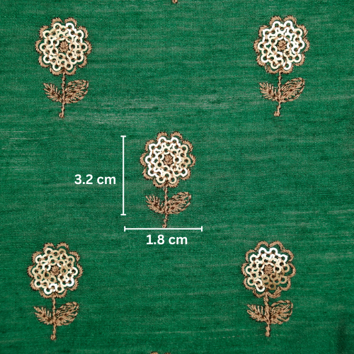 Ratrika Buti on Teal Munga Silk Embroidered Fabric