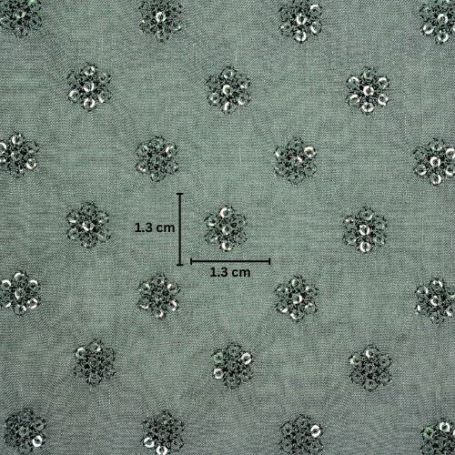 Nihar Buti on Steel Grey Cotton Silk Embroidered Fabric