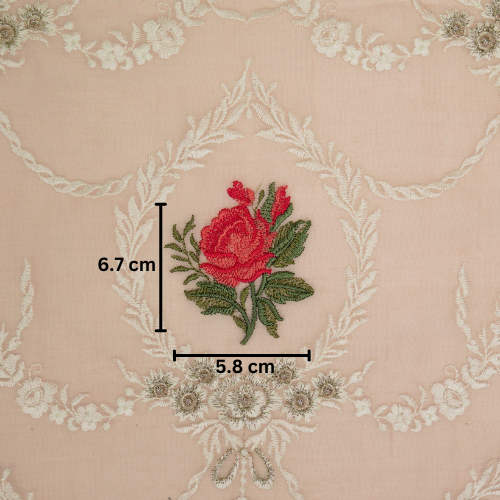 Roseen Jaal on Light Peach Cotton Silk Embroidered Fabric