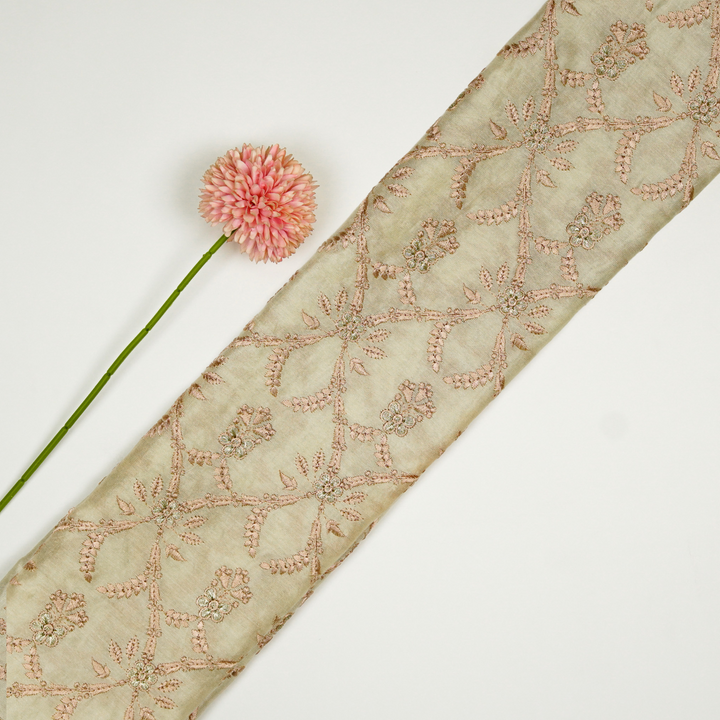 Trishika Jaal on Cream Silk Chanderi Embroidered Fabric