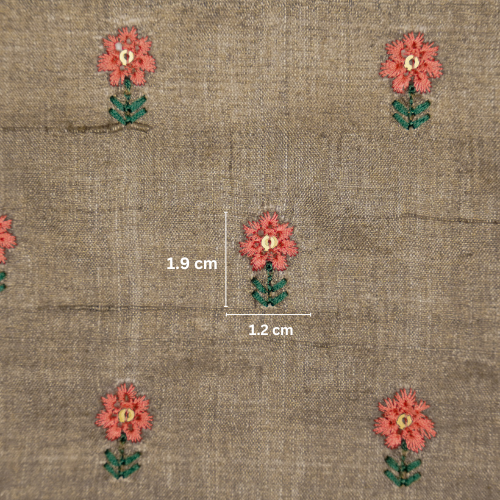 Nurvi Buti On Mouse Tussar Silk Embroidered Fabric