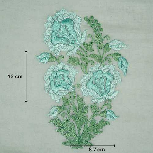 Aria Floral Buta on Grey Malmal Embroidered Fabric