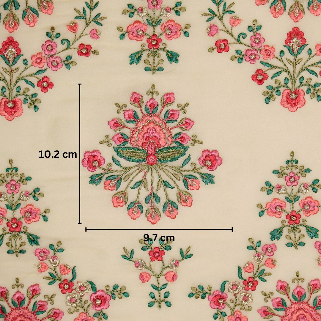 Nutan Jaal on Beige Georgette Embroidered Fabric