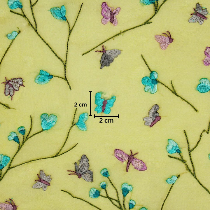Butterfly Jaal on Lime Silk Organza