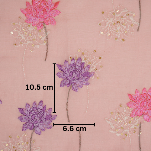 Nahla Buta on Pink Cotton Silk Embroidered Fabric
