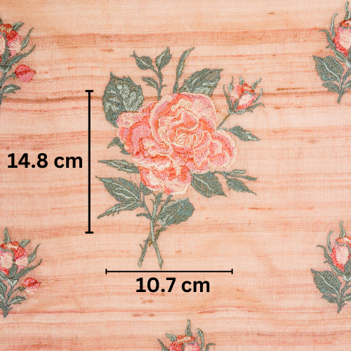 Samreen Buta on Peach Tussar Silk Embroidered Fabric