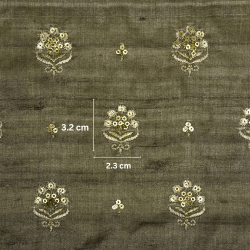 Naaz Buti On Mouse Tussar Silk Embroidered Fabric