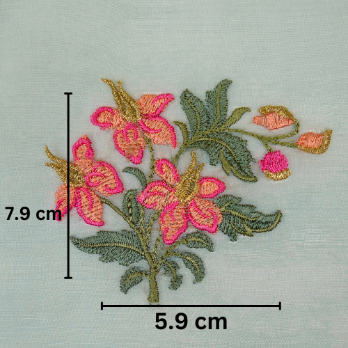 Ayaana Buta on Aqua Grey Imported Silk Organza Embroidered Fabric