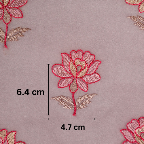 Kalini Buta on Mauve Semi Georgette Embroidered Fabric