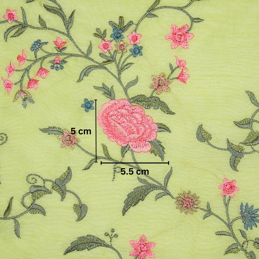 Namita Jaal on Light Lemon Semi Raw Silk Embroidered Fabric