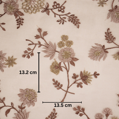 Komal Buta on Blush Silk Organza Embroidered Fabric