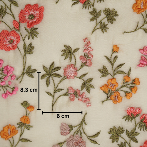 Nasma Jaal on Cream Cotton Silk Embroidered Fabric