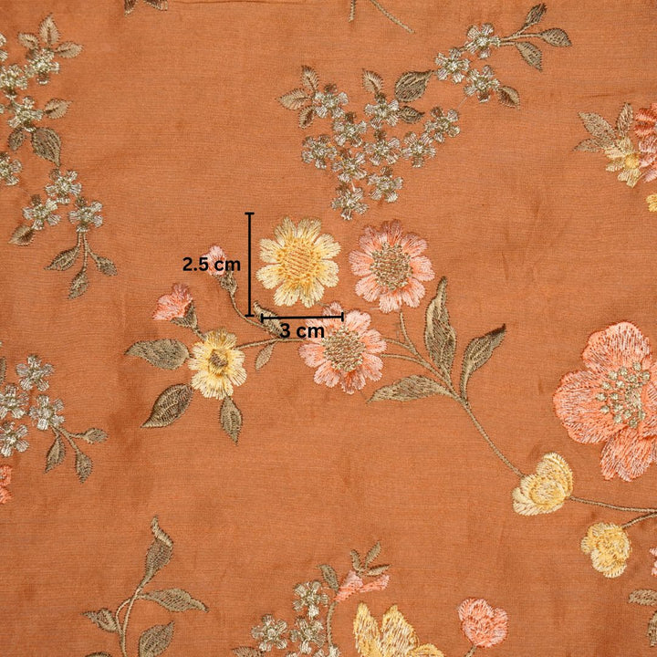 Aizah Floral Jaal on Rust Silk Chanderi