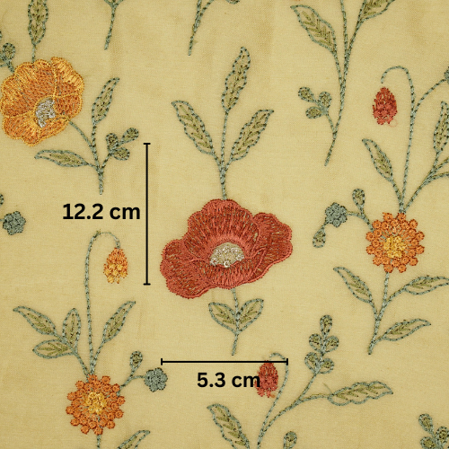 Sahra Jaal on Beige Silk Chanderi Embroidered Fabric