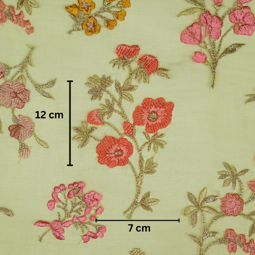 Basira Jaal on Olive Silk Organza Embroidered Fabric