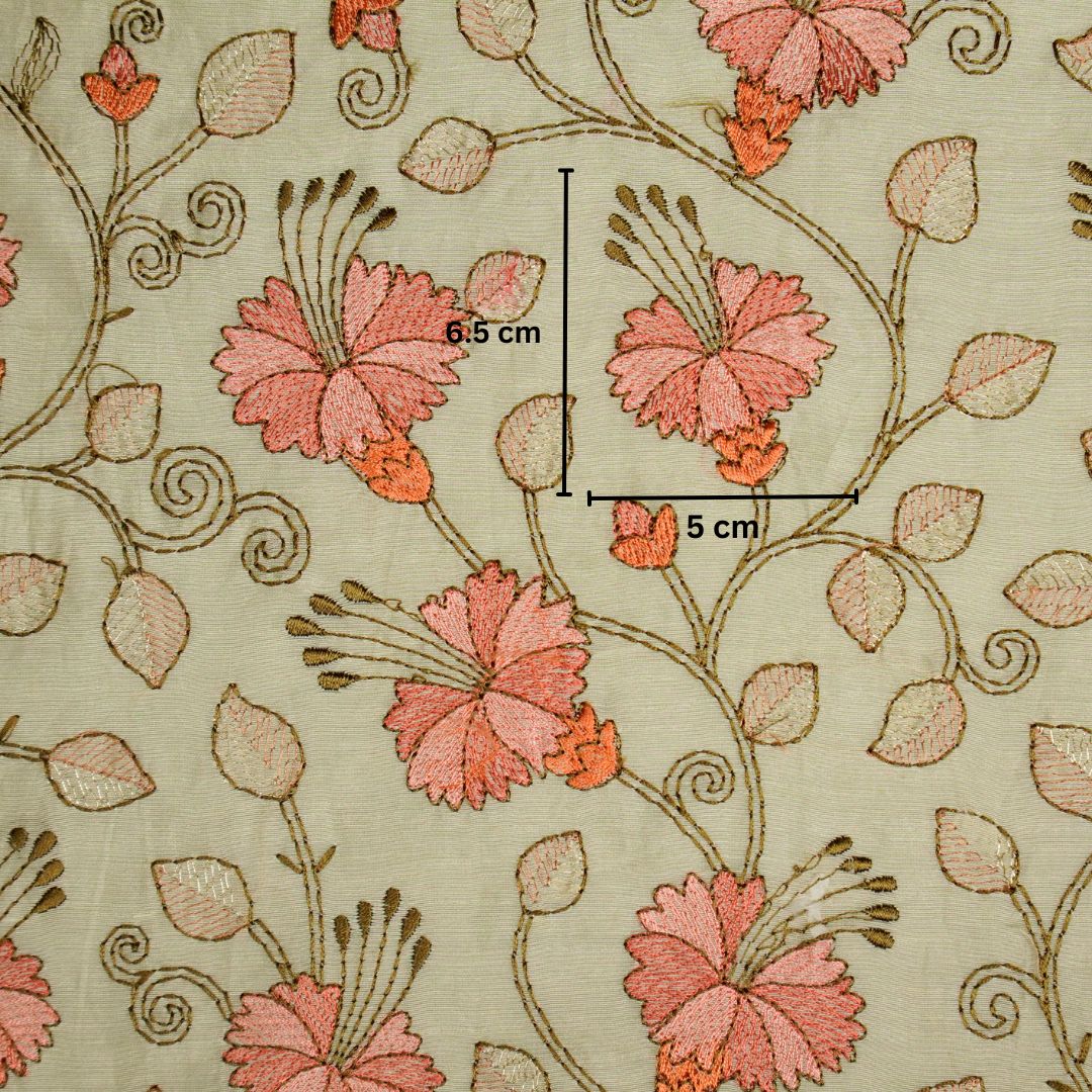 Sampavi Floral Jaal on Cream Silk Chanderi