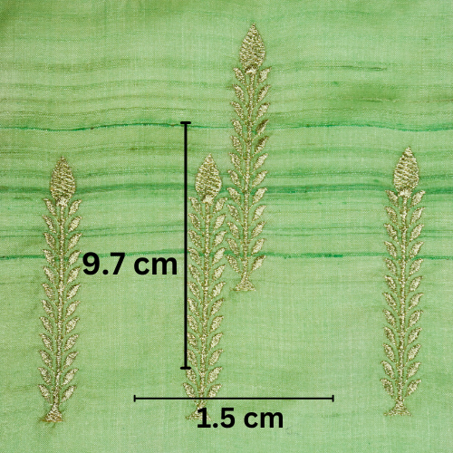 Arika Buta on Sea Green Tussar Silk Embroidered Fabric