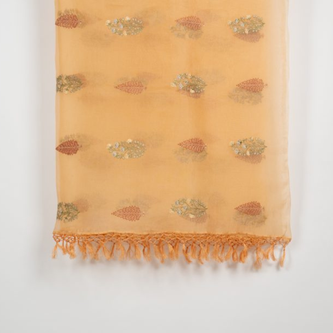Chaarbagh Embroidered Dupatta on Lite Mango Silk Organza