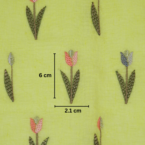 Luma Buti on Lemon Gauged Linen Embroidered Fabric