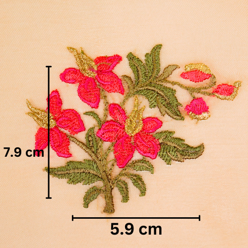 Ayaana Buta on Light Peach Imported Silk Organza Embroidered Fabric