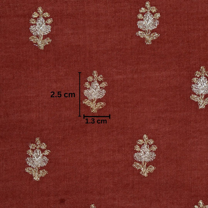 Nurah Buti on Maroon Munga Silk Embroidered Fabric