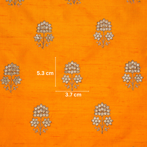 Shiza Buti on Mustard Yellow Raw Silk Embroidered Fabric