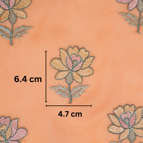 Kalini Buta on Peach Semi Georgette Embroidered Fabric