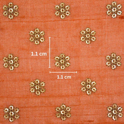 Rati Buti on Deep Peach Tussar Silk Embroidered Fabric