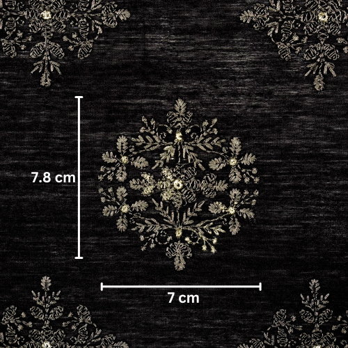 Raima Buta on Black Munga Silk Embroidered Fabric